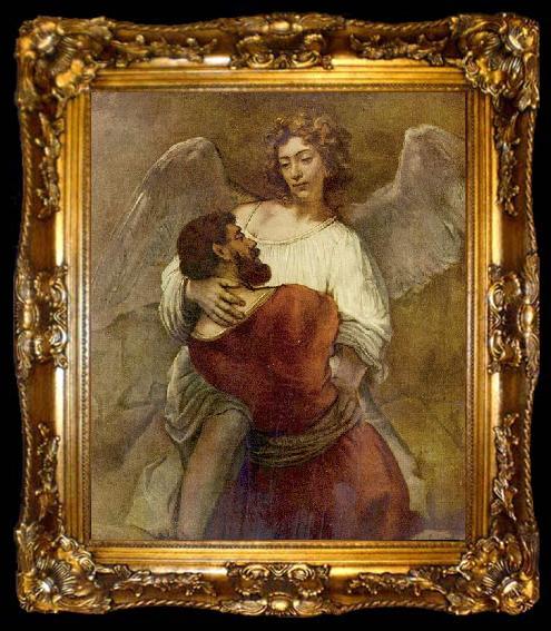 framed  Rembrandt Peale Jakobs Kampf mit dem Engel, ta009-2